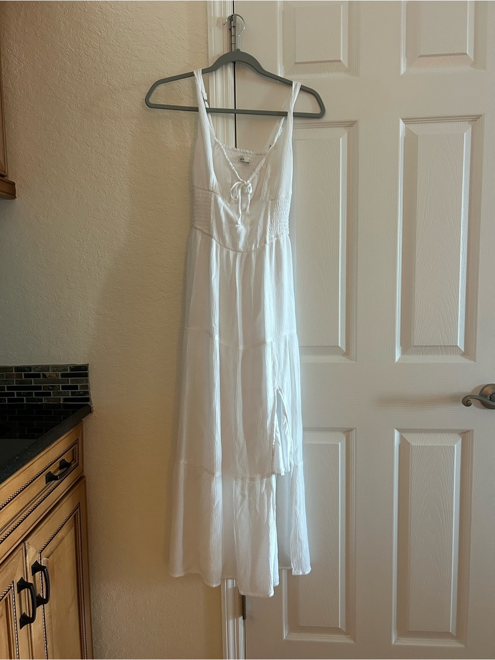 Hollister White Sleeveless Maxi Dress with Tie Front